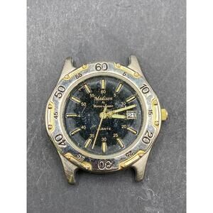 Vintage Madison Mathey Tissot Quartz Watch Women's Silver Tone Black Dial